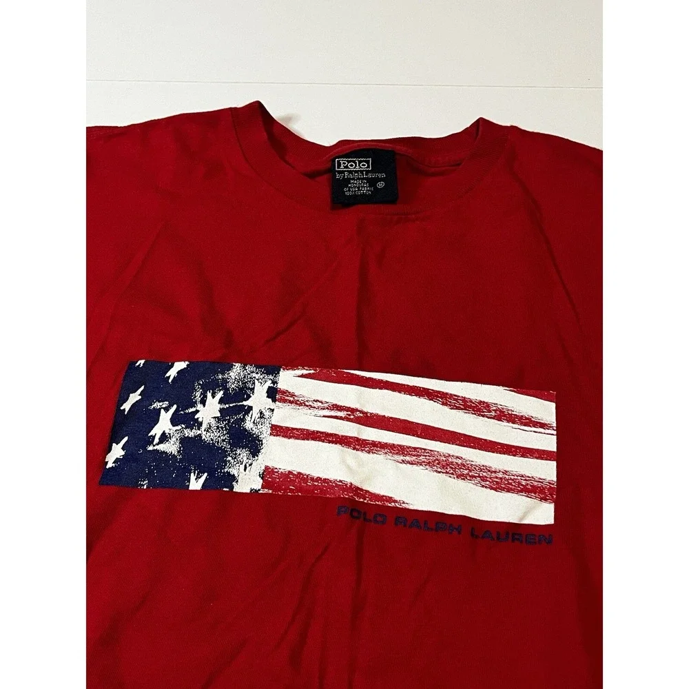 Vintage 90s Polo Ralph Lauren Flag Supreme T-shirt Size Medium